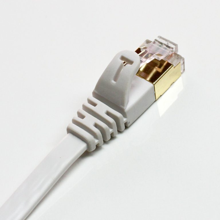 Tera Grand - 50FT - CAT7 10 Gigabit Ethernet Ultra Flat Patch Cable for Modem Router LAN Network, Gold Plated Shielded RJ45 Connectors, Faster Than CAT6a CAT6 CAT5e, White 50 FT White - Flat - $24.95