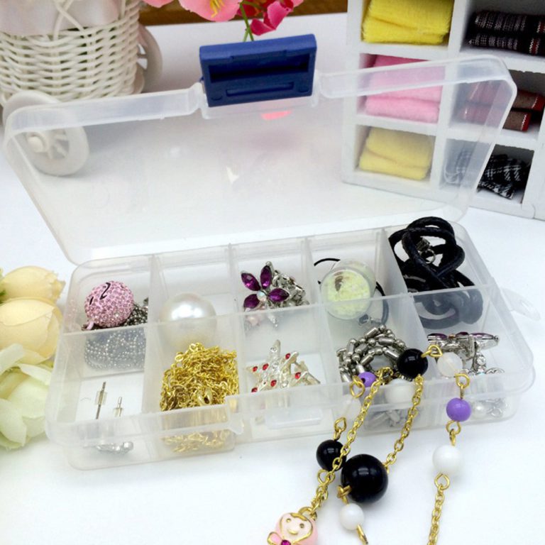 3 Pack Plastic Jewelry Box Organizer For Women , Clear Storage Box With Adjustable Dividers 10 Grids Compartment , Individual Travel Mini Necklace Ring Case For Beads , Earrings , Watch , 5*3*1" White - $19.95