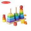 Melissa & Doug Geometric Stacker Toddler Toy (Developmental Toys, Rings, Octagons, and Rectangles, 25 Colorful Wooden Pieces) Standard - $33.95