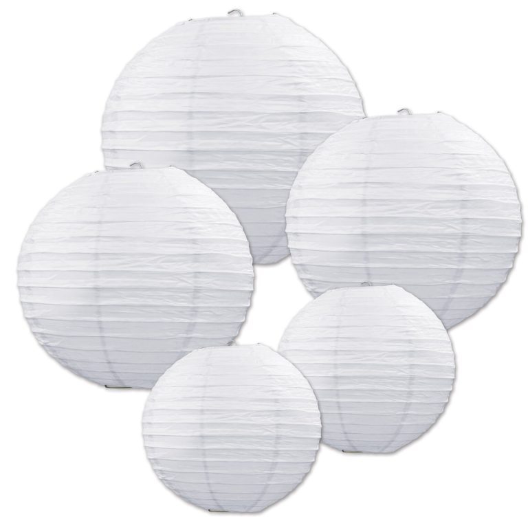 Beistle 54557-W White Paper Lantern Assortment, Assorted Sizes, 5 Paper Lanterns In Package 1 - $15.95