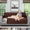 Sofa Shield Original Patent Pending Reversible Sofa Slipcover, Dogs, 2" Strap/Hook, Seat Width Up to 70" Furniture Protector, Couch Slip Cover Throw for Pets, Kids, Cats (Sofa: Chocolate/Beige) 70" Sofa - $16.95