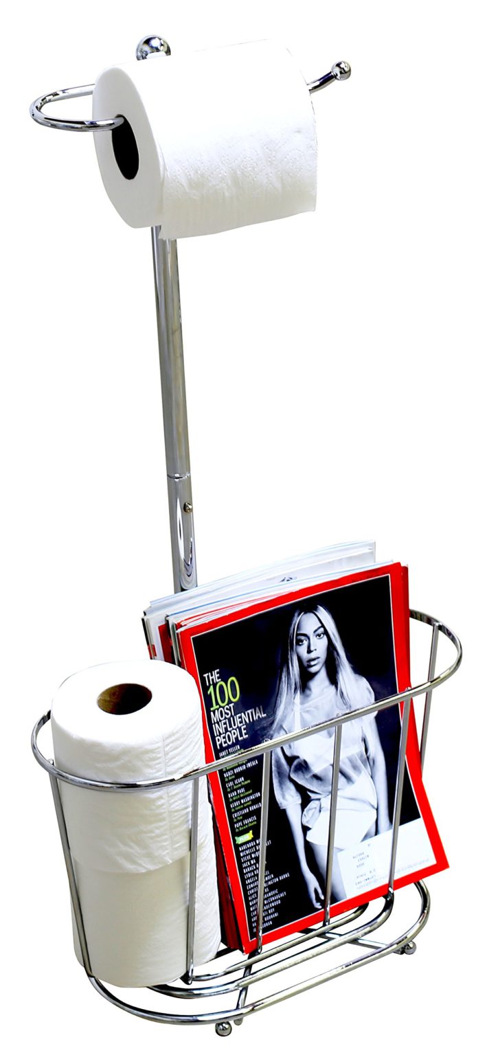 DecoBros Toilet Tissue Paper Roll Holder Stand Plus, Chrome - $25.95