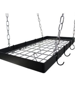 Rogar Hammered Steel Rectangular Pot Rack with Grid and Chrome Accessories 30-in. - $88.95