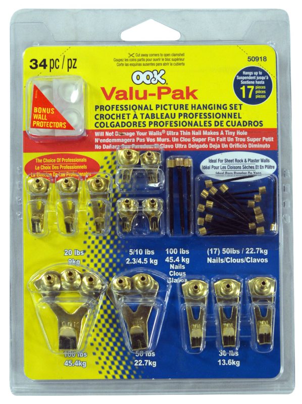 OOK 50918 Valu-Pak Assorted Professional Picture Hanging Kit, hangs up to 17 pictures, 5-100 lbs,1 pack 1 1 Pack - $12.95