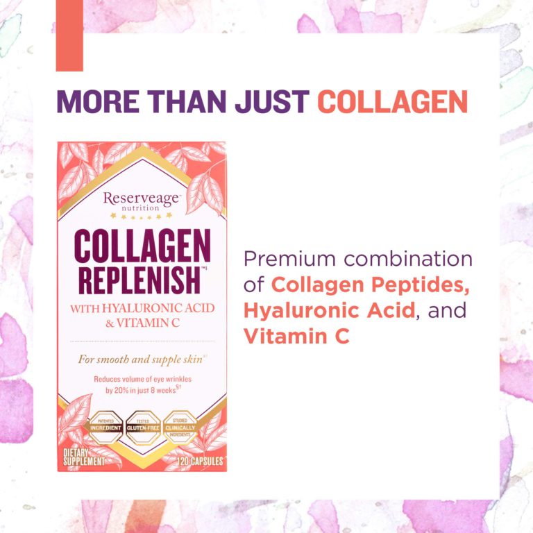 Reserveage - Collagen Replenish Caps, Supports Natural Collagen Production, Hydration, and the Reduction of Wrinkles and Fine Lines with Hyaluronic Acid and Vitamin C, Gluten Free, 120 Capsules - $77.95