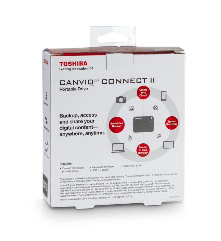 Toshiba Canvio Connect II 3TB Portable Hard Drive, Red (HDTC830XR3C1) Classic - $198.95