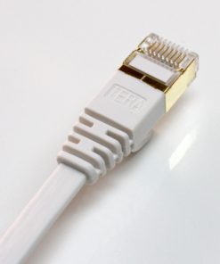 Tera Grand - 50FT - CAT7 10 Gigabit Ethernet Ultra Flat Patch Cable for Modem Router LAN Network, Gold Plated Shielded RJ45 Connectors, Faster Than CAT6a CAT6 CAT5e, White 50 FT White - Flat - $24.95