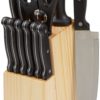 AmazonBasics 14-Piece Knife Set with High-carbon Stainless-steel Blades and Pine Wood Block - $19.95