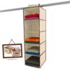 Ziz Home Hanging Closet Organizer | 5 Shelf Beige | Closet Hanging Organizer | Closet Organizer Hanging Shelves | Sweater Hanging Organizer | Hanging Clothes Storage Box Hanging Shelf Closet Organizer - $37.95