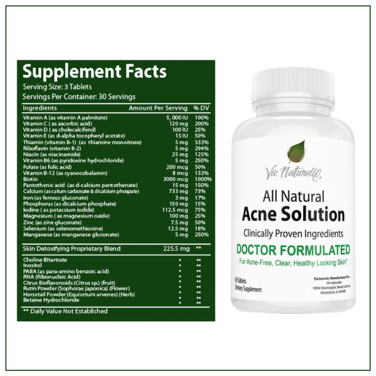 Acne Vitamins Supplements for Acne Treatment - 90 Natural Supplement Pills for Men, Women, and Teens 1 - $25.95