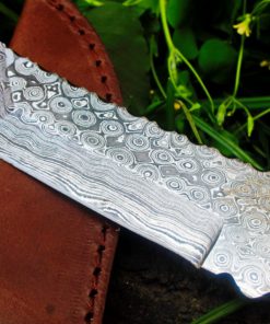 DKC Knives (60 5/18) SALE DKC-42 OTTER Damascus Steel Knife Hunting Tanto Fixed Mahogany Micarta 9" Long, 5" Blade 10oz Very Solid Knife - $94.95