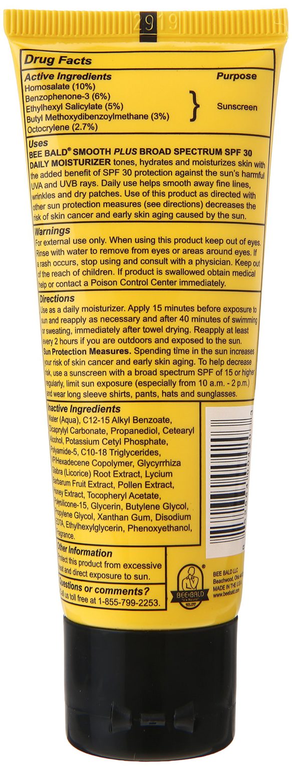 Bee Bald Smooth Plus Daily Moisturizer with SPF 30 Broad Spectrum Sunscreen - $12.95