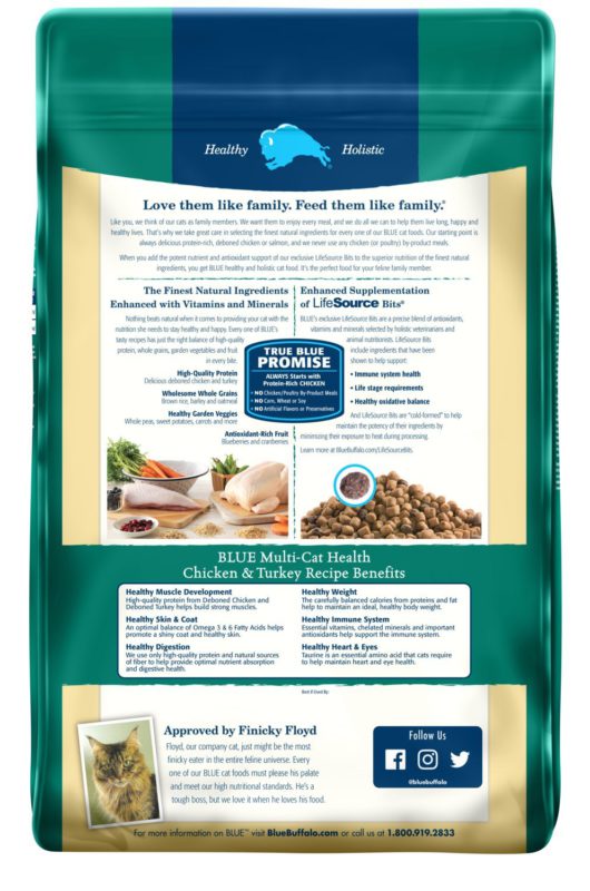 Blue Buffalo Multi-Cat Natural Adult Dry Cat Food Multi-Cat Health Chicken & Turkey 15 lb - $41.95
