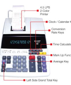 Sharp EL-1197PIII Heavy Duty Color Printing Calculator with Clock and Calendar 11 81VcVQoNiKL