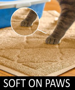 Premium Large Cat Litter Mat 35" x 23", Traps Messes, Easy Clean, Durable, Phthalate Free, Litter Box Mat with Scatter Control - Soft on Kitty Paws Beige - $22.95