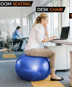 Exercise Ball for Yoga, Balance, Stability from SmarterLife - Fitness, Pilates, Birthing, Therapy, Office Ball Chair, Classroom Flexible Seating - Anti Burst, No Slip, Workout Guide Blue 75 cm - $31.95