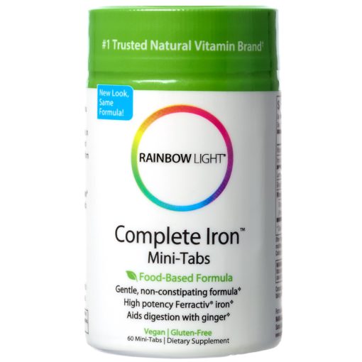 Rainbow Light - Complete Iron Mini-Tabs, Gently Encourages Healthy Iron Levels by Promoting Iron Absorption with Ferractiv Iron, Vitamin C and Ginger, Vegan, Gluten-Free, Non-Constipating, 60 Tablets 30 MG - $18.95