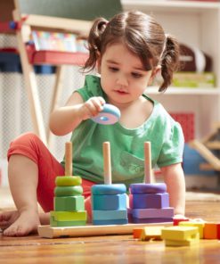 Melissa & Doug Geometric Stacker Toddler Toy (Developmental Toys, Rings, Octagons, and Rectangles, 25 Colorful Wooden Pieces) Standard - $20.95