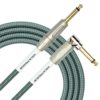 Kirlin Cable IWB-202PFGL-20/OL -20 feet- Straight to Right Angle 1/4-Inch Plug Premium Plus Instrument Cable, Olive Green Tweed Woven Jacket 20 feet OL - $55.95