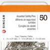 SINGER 00226 Assorted Safety Pins, Multisize, Nickel Plated, 50-Count 1 - $12.95