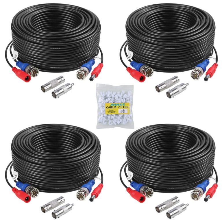 ANNKE 100 Feet (30 meters) 2-In-1 Video/Power Cable with BNC Connectors and RCA Adapters for Video Security Systems (4-Pack, Black) 4pcs 100ft Cable-Black - $34.95