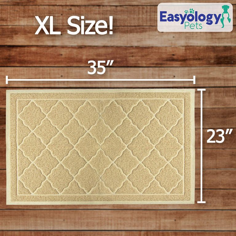 Premium Large Cat Litter Mat 35" x 23", Traps Messes, Easy Clean, Durable, Phthalate Free, Litter Box Mat with Scatter Control - Soft on Kitty Paws Beige - $22.95