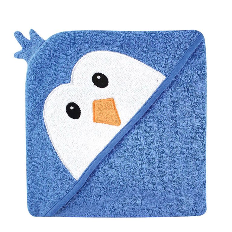 Luvable Friends Animal Face Hooded Towel, Blue Penguin - $19.95