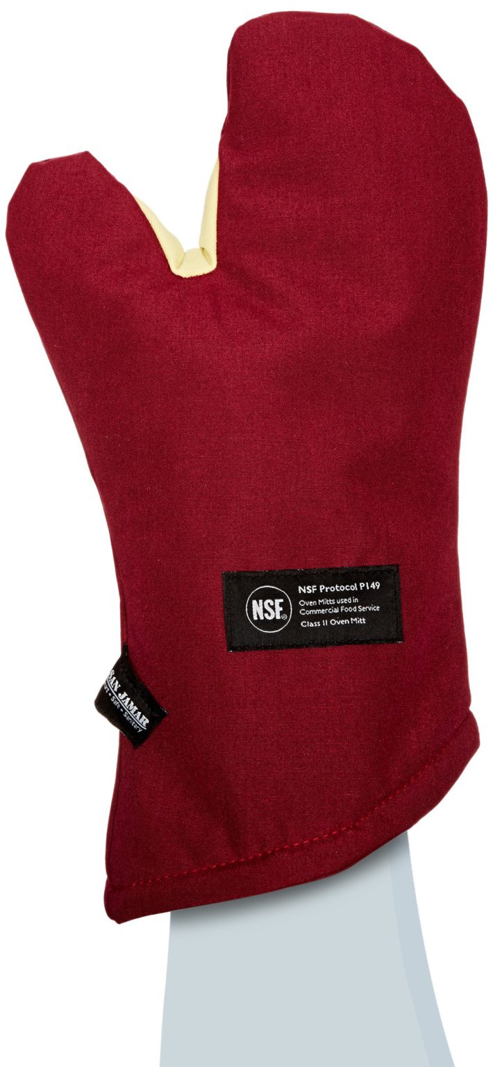 San Jamar KT0215 Cool Touch Flame Conventional High Heat Intermittent Flame Protection up to 900°F Oven Mitt, 15" Length, Red 15" - $46.95