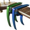 Guitar Capo (2 Pack) for Guitars, Ukulele, Banjo, Mandolin, Bass - Made of Ultra Lightweight Aluminum Metal (1.2 oz!) for 6 & 12 String Instruments - Nordic Essentials, (Green+Blue) Green + Blue - $11.95