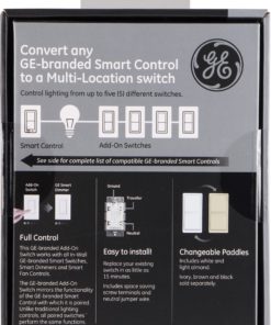 GE Add-On Switch only for GE Z-Wave, GE ZigBee and GE Bluetooth Wireless Smart Lighting Controls, NOT A STANDALONE SWITCH, Incl. White & Light Almond Paddles, 12723, Works with Alexa - $25.95