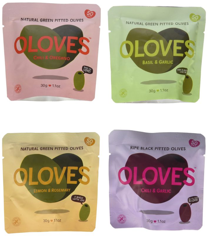 Oloves Natural Pitted Olives Variety Pack of 24 - Gluten-Free Vegan Basil & Garlic, Chili & Oregano, Lemon & Rosemary, & Chili & Garlic - $29.95