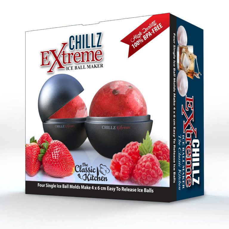 Chillz Extreme Ice Ball Molds - Original & Best Ice Barware Tool Set - 4 Ball Capacity Mold - Makes 2.5 Inch Large Whiskey Ice Balls (Set of 4) Chillz Extreme 4 Pack - $25.95