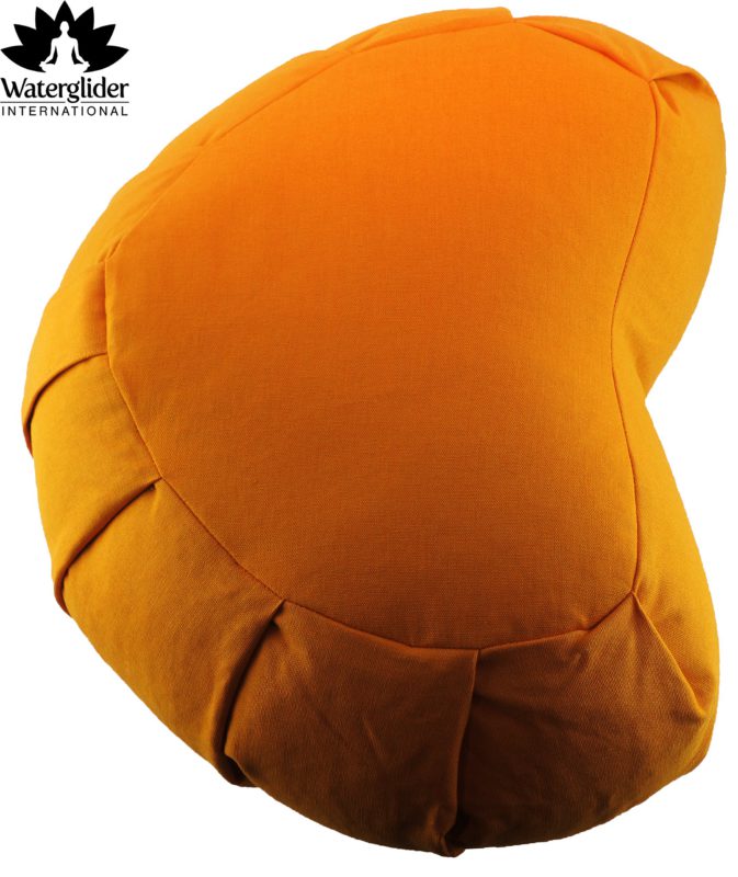 Waterglider International Zafu Crescent: Meditation Pillow with USA Buckwheat Hull Fill, Certified Organic Cotton- 6 Colors Orange Saffron - $35.95