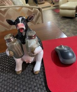 Holstein Cow Glass Salt and Pepper Shaker Set with Holder Figurine in Tabletop Country Kitchen Decor or Decorative Farm Animal Collectible Sculptures As Spice Racks and Rustic Gifts for Farmers 12 41OE5BN85nL
