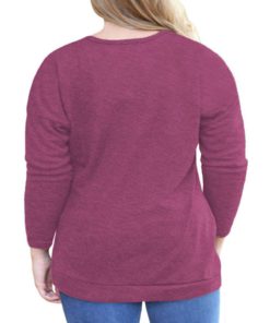 Alternative view of VISLILY Women's Plus Size Buttons Decor Tunic Tops Causal Long Sleeve Blouse Shirts 02_wine Red 22 Plus