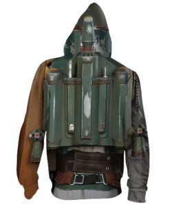 Alternative view of CHLOBLOM Unisex Mandalorian Hoodie Cosplay Costume 3D Pullover Sweatshirt Zip Jacket XX-Large Zipper Green