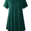 LARACE Short Sleeve Shirts for Womens Plus Size Tops Casual Summer Clothes Asymmetrical Tunic Blouses Dark Green 1X