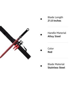 Alternative view of Snake Eye Full Tang Tactical Blade Katana/Ninja Sword/Machete/Throwing Knife, 27-Inch. Red