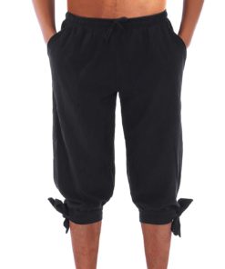 Alternative view of Men's Ankle Banded Pants Medieval Viking Navigator Pirate Costume Trousers Renaissance Gothic Pants Large Black-short