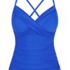 Hilor Women's Underwire Tankini Top Swimwear Twist V Neck Swimsuits for Big Busted Tummy Control Bathing Suits Top Only 16 Royal Blue 38 51nVSjxd97L
