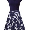 Lotusmile Casual Dress,Womens Elegant Dress A Line Cap Sleeve V Neck XX-Large Multi Blue