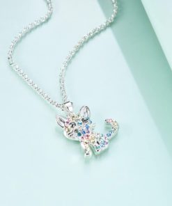 luomart Girls Cat Birthstone Necklaces Jewelry,Silver Plated Kitty Dog Pendant Gifts Set for Women Boys Men Rainbow Cat 6 615SCdtgjS