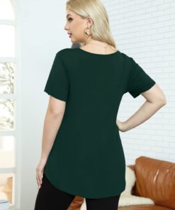 BELAROI Women Plus Size V-Neck Tunic Tops Loose T Shirt with Pocket Dark Green 2X 10 615cinuL8UL