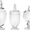 Set of Three (3) Mini Clear Glass Apothecary Jars - Candy Buffet Jars - Home Decor Canisters Set 5 616Igdg1MxL