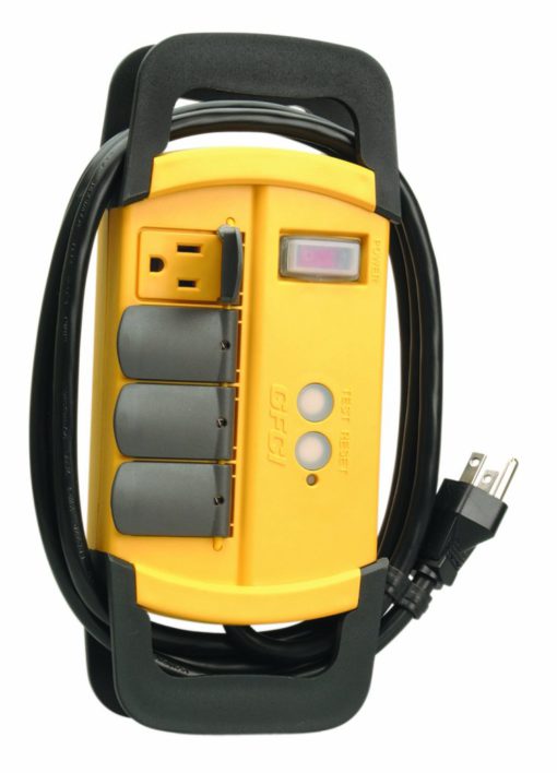 Woods 4644 Workshop, PRO 4 Out GFCI PR Black 6', 4 Outlet, Yellow