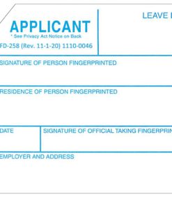 Fingerprint Cards, Applicant FD-258, 5 Cards 5 617aZGybpeS