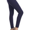 Leggings Depot Women's High Waist Leggings Soft 1” Waistband Solid Leggings Pants - Regular, Plus, 1X3X, 3X5X Full Length One Size Plus Navy 18 618IOOPKXxL