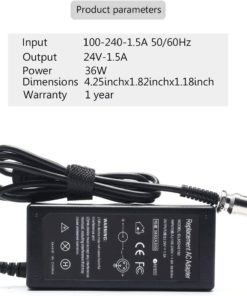24V 1.5A 36W Electric Scooter E100 E200 E300 Battery Charger Standard 3-Prong Inline for Razor E100 E200 E300 E125 E150 E500 E175 PR200,MX350 E225S E325S, Pocket Mod, Sports Mod, and Dirt Quad 14 618XyO0d4NL