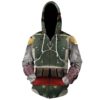 CHLOBLOM Unisex Mandalorian Hoodie Cosplay Costume 3D Pullover Sweatshirt Zip Jacket XX-Large Zipper Green