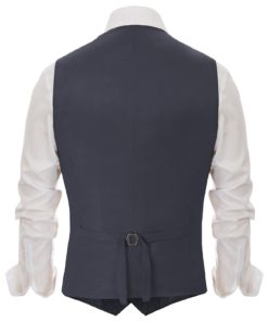 Alternative view of PJ PAUL JONES Mens Western Herringbone Suit Vest Tweed Wool Blend Slim Fit Waistcoat X-Large A-navy Blue